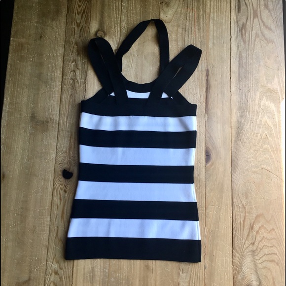 Cache Tops - Caché Black white stripe sleeveless sweater Cache Tops - Caché Black white stripe sleeveless sweater